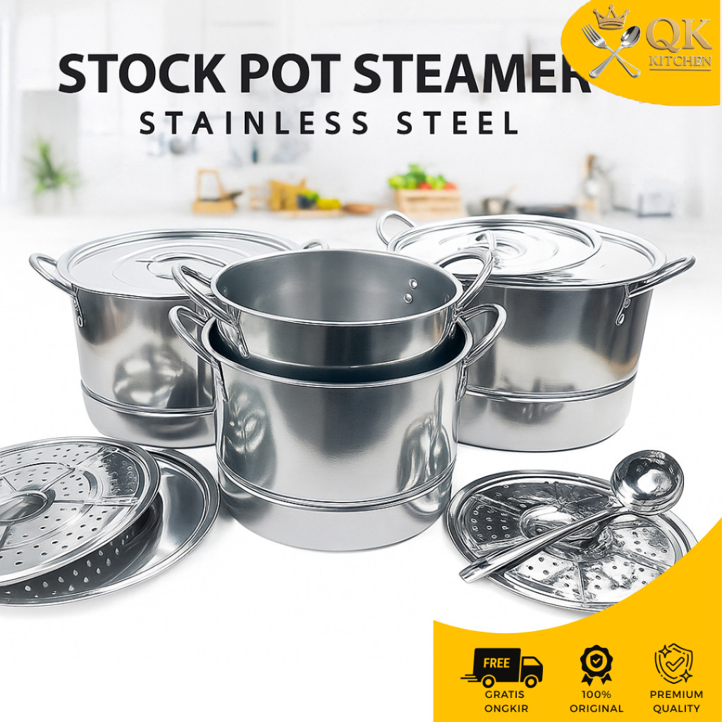 Panci Steamer Stock Pot / Panci Kukus 4set / Panci Dandang Set