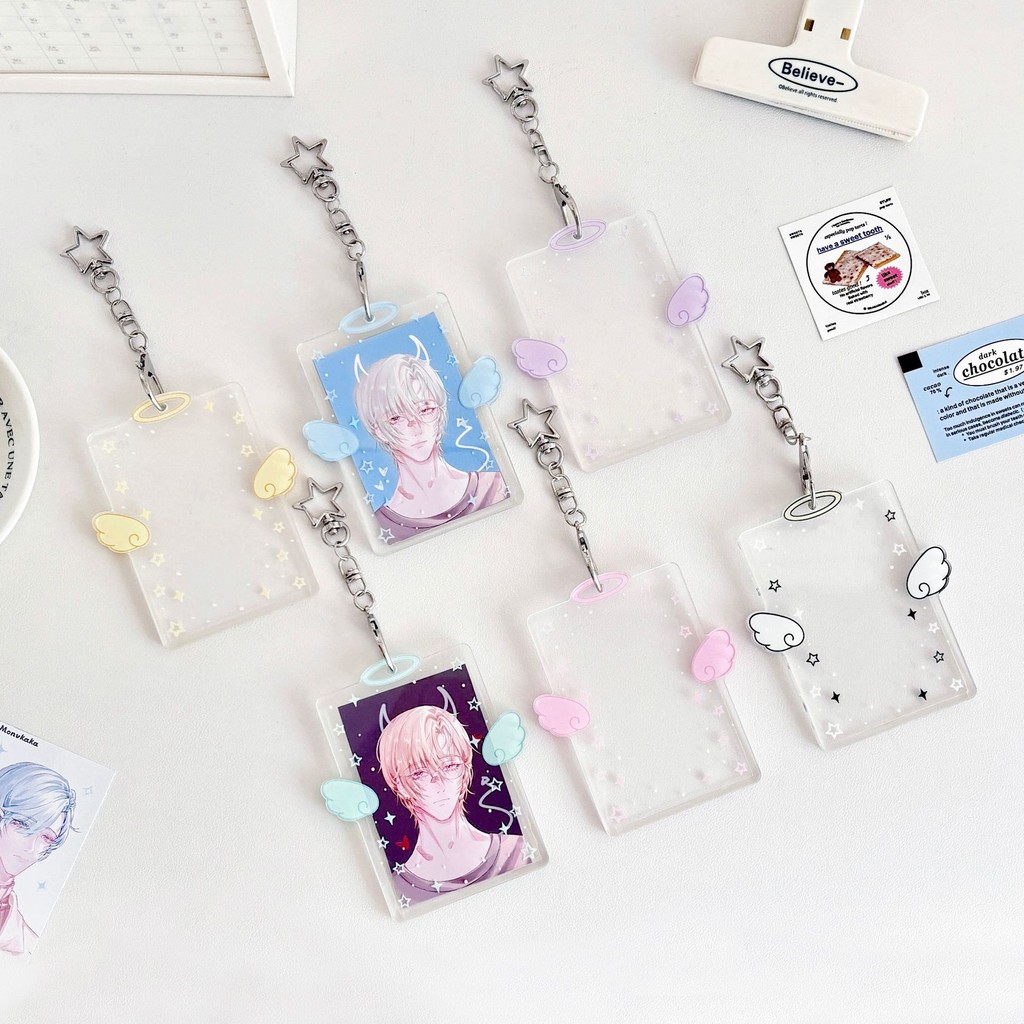 

Kpop Card Holder Keychain Sleeve Clear Acrylic Badge ID Holder Idols K-pop Album Binder Photo Frame