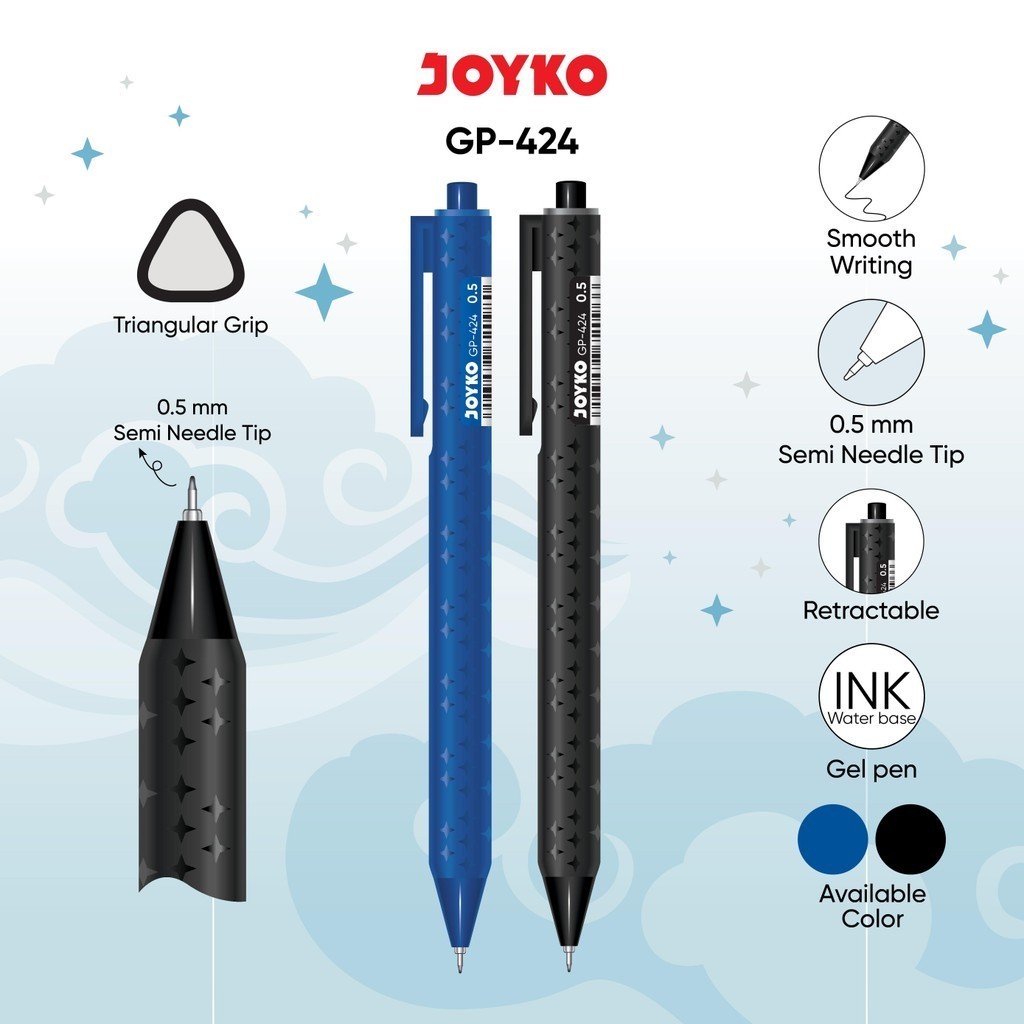 

(6pc) Gel Pen Pulpen Pena Joyko GP-424 0.5 mm