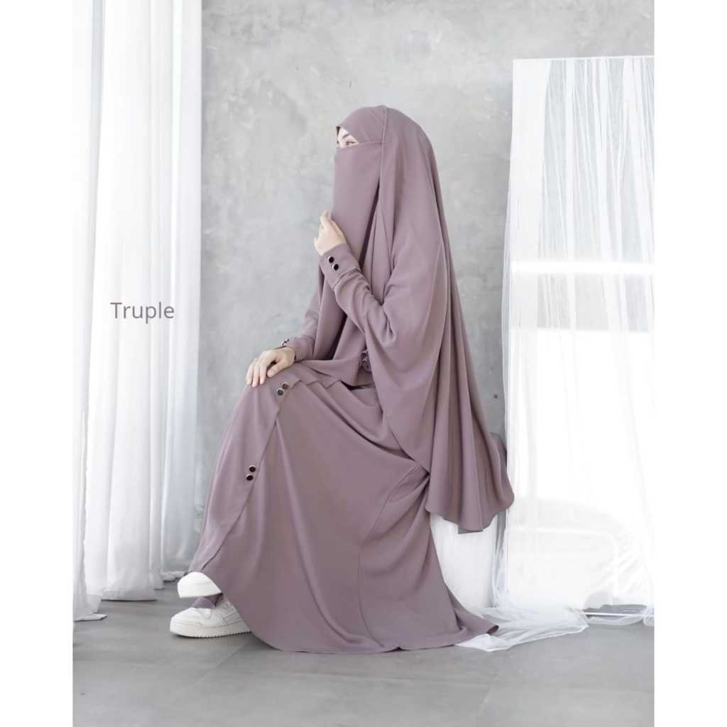 NURKHAYAH.SHOP gamis abaya ayra terbaru 2025 muslimah set khimar Simpel dan mewah bahan crinkle airf