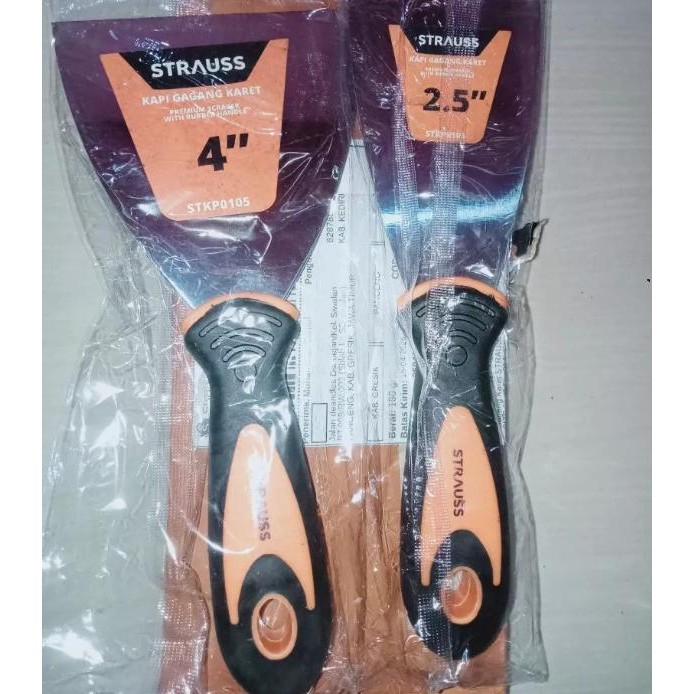 Kapi Stainless / Stenlis / Sekrap dempul Gagang Karet STRAUSS 2"  2,5" & 4"