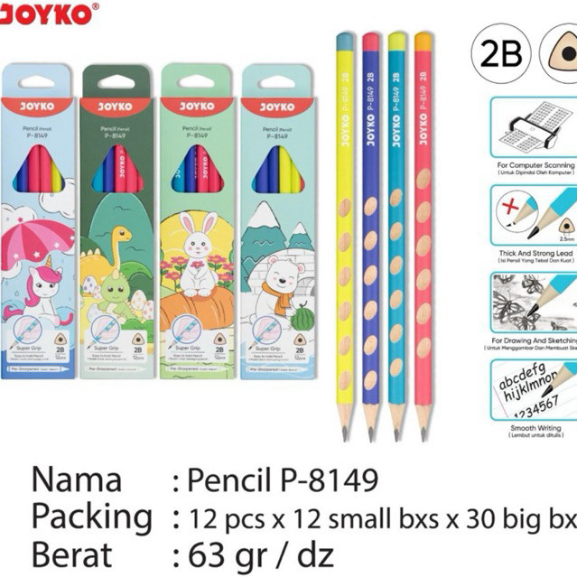 

Pensil 2B Joyko P 8149 Triangular (Lusinan)