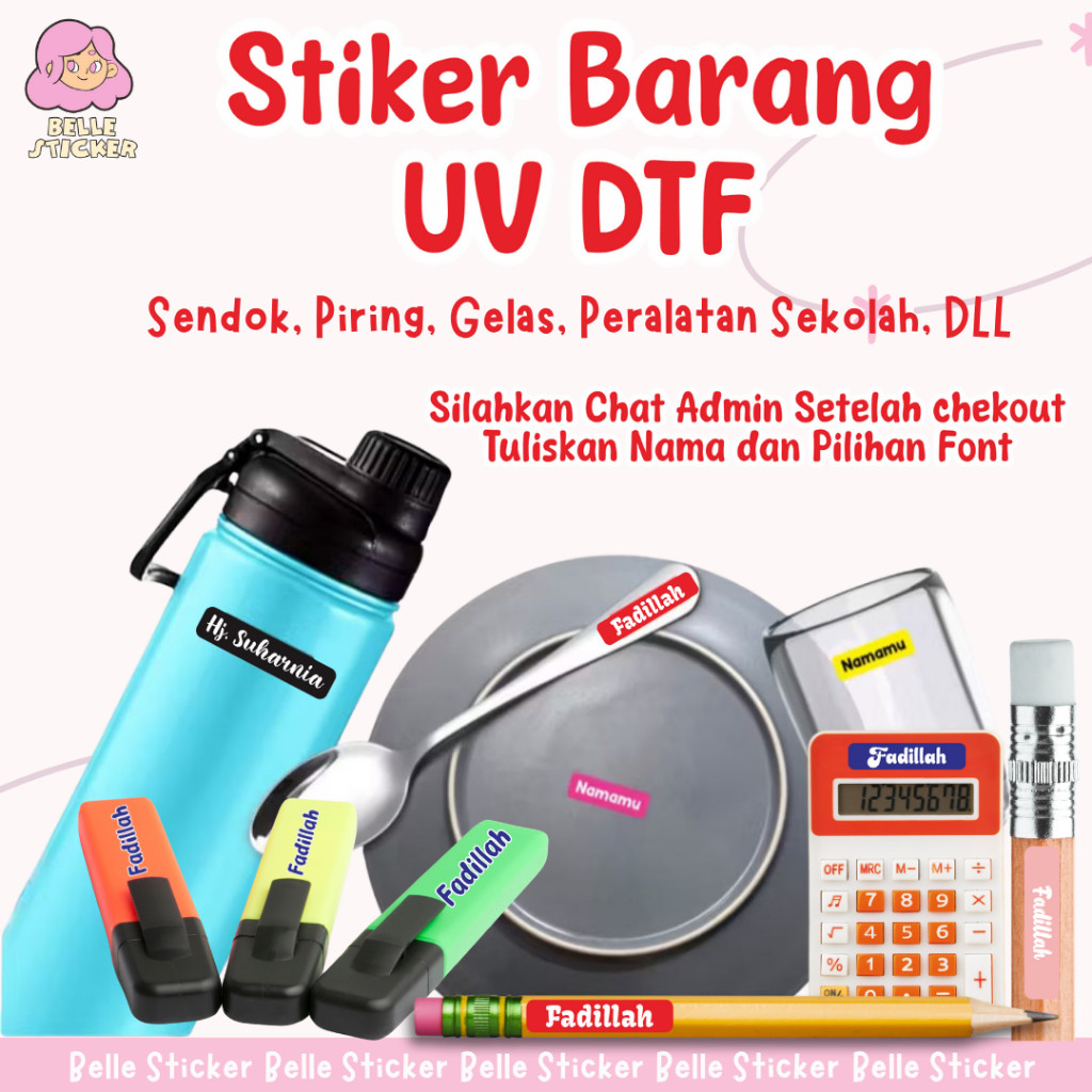 

Stiker Sendok Piring Gelas Waterproof STIKER Timbul DTF UV Stiker Waterproof Stiker Perabot Sekolah