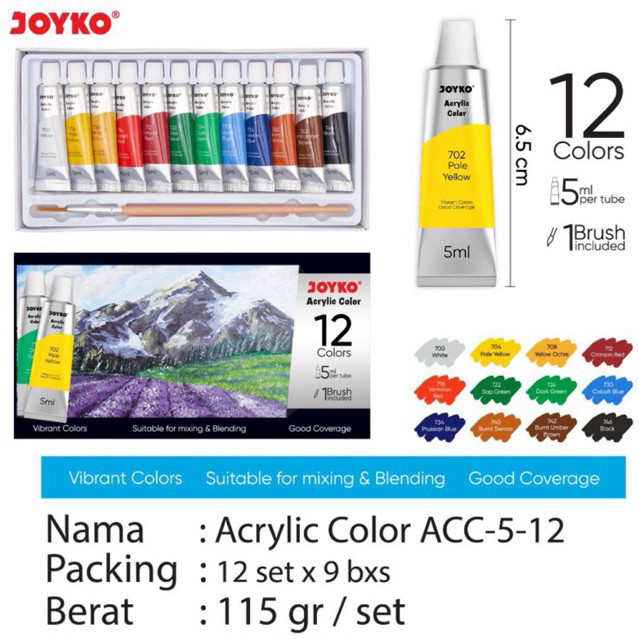 

Cat Acrylic Joyko - Cat Akrilik 5ML 12 Warna