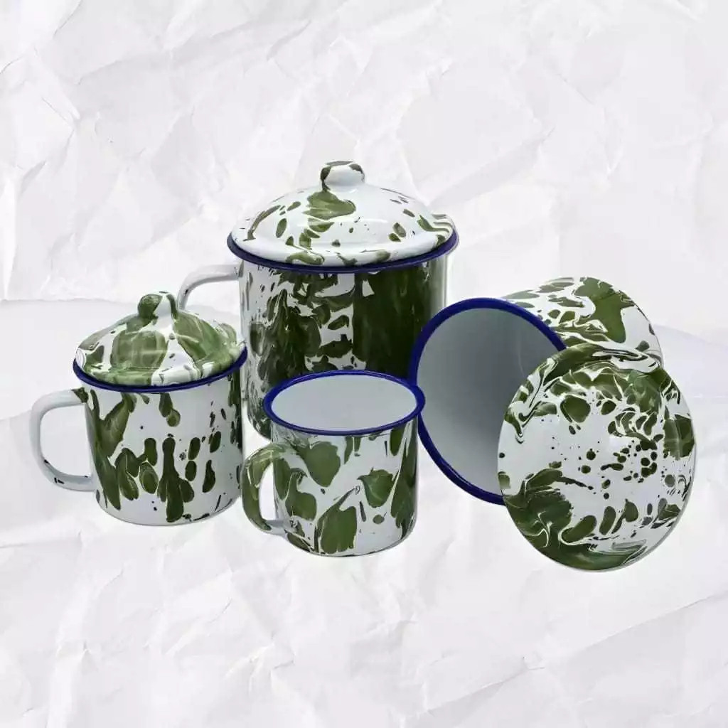 Savore Steel - Gelas Enamel/Mug Enamel/Gelas Jadul Motif Blirik/Gelas Teh Kopi Antik Tebal SD520