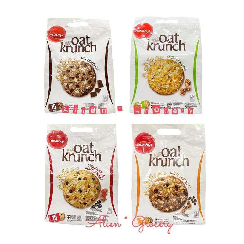 

PROMO!!! MUNCHY MUNCHYS OAT KRUNCH Dark Nutty Chocolate Chunky Hazelnut Strawberry Blackcurrant 390gr isi 15