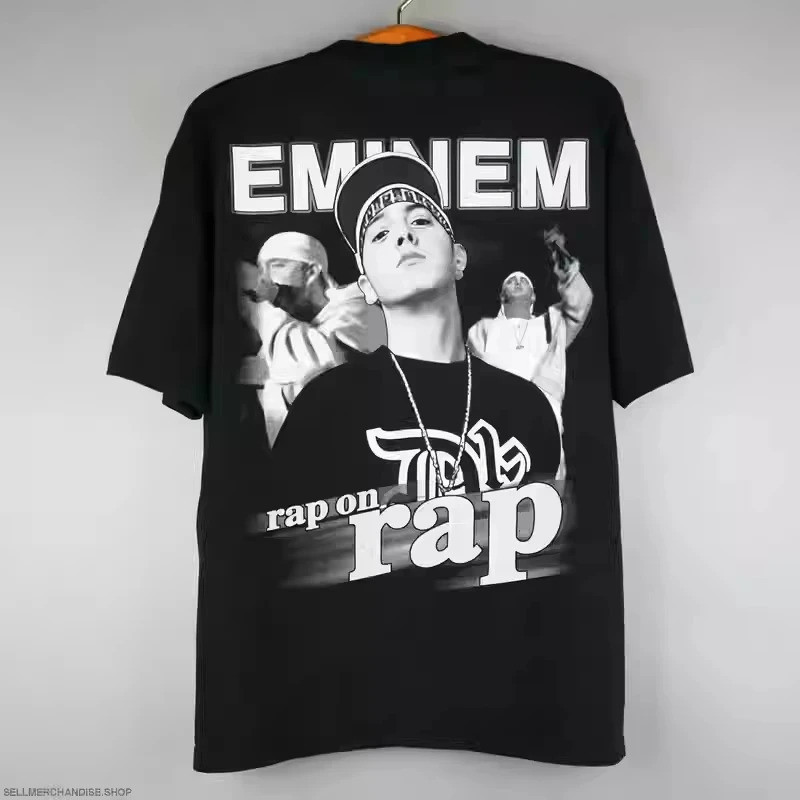 2025 Kaos Lengan Pendek Nyaman Olahraga Kasual Hiphop Rap Eminem Eminem Fashion Jalanan Amerika Terl