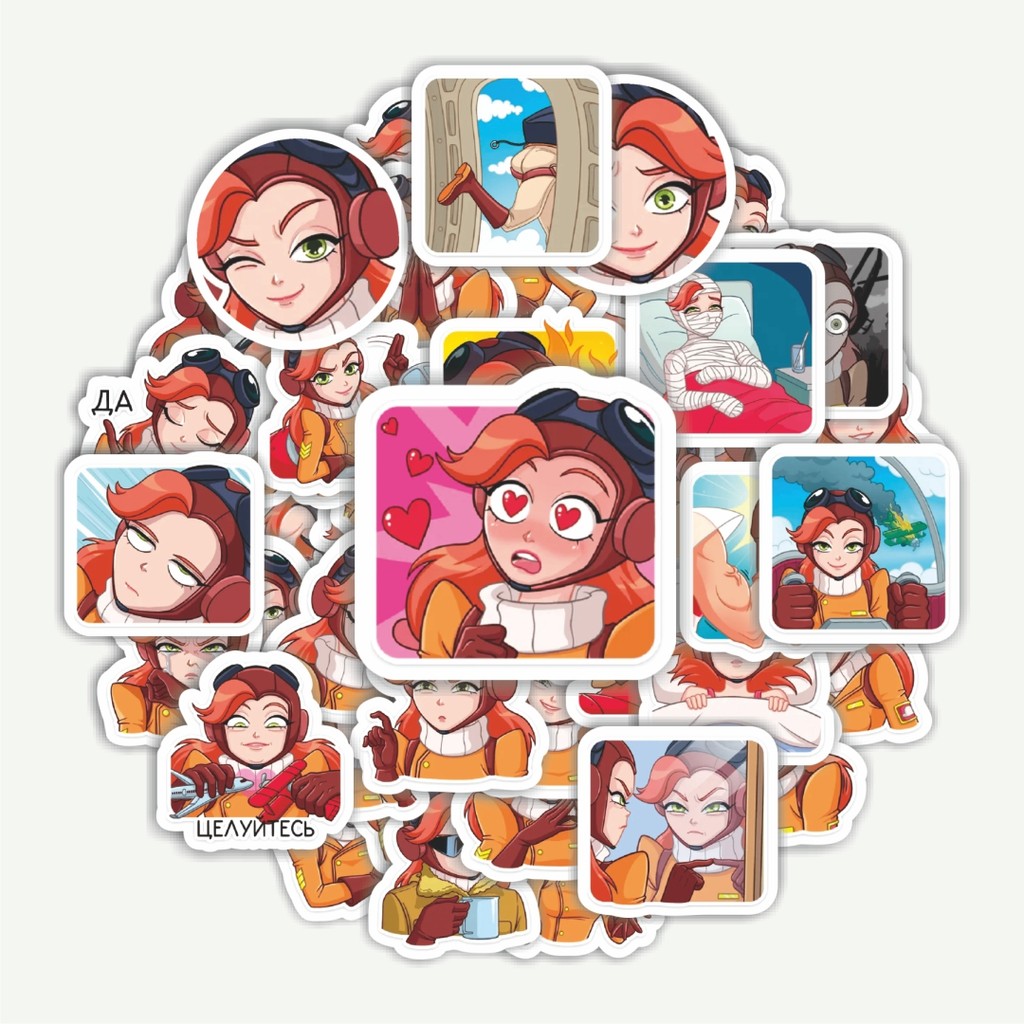 

Sticker Pack Stiker Funny Character Emilie The Pilot | Sticker TUMBLR | Stiker LAPTOP KOPER HELM