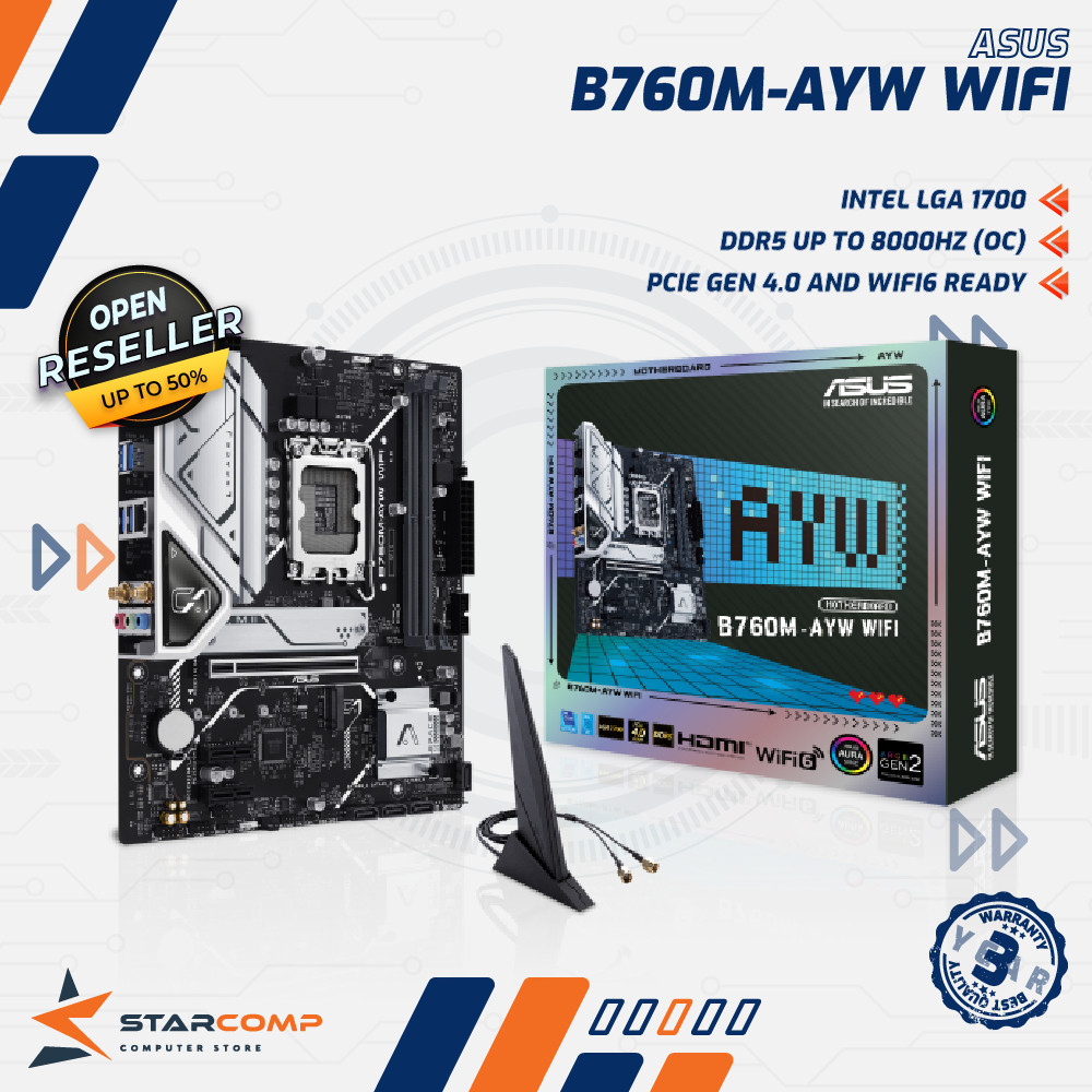ASUS PRIME B760M-AYW WIFI DDR5 | MOTHERBOARD INTEL B760 LGA1700 DDR5 mATX