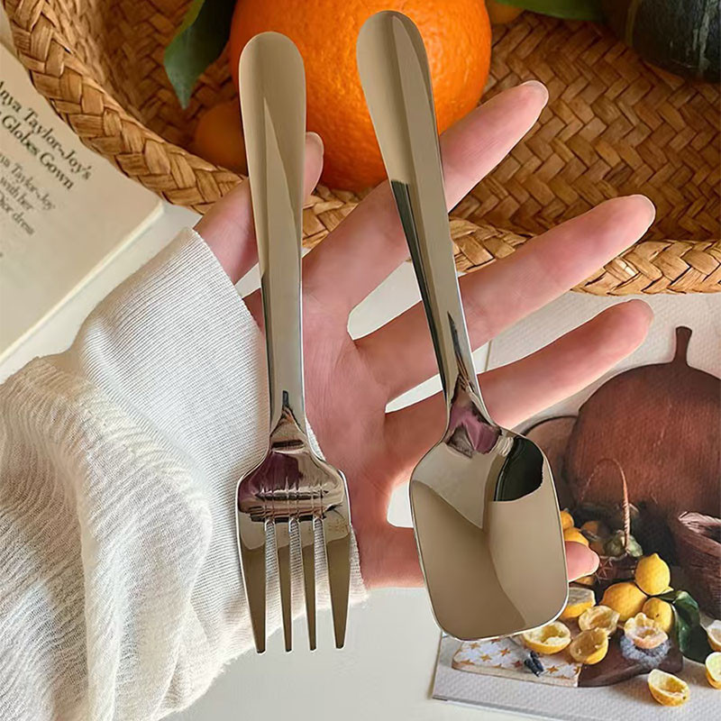 Sendok Garpu Anak Stainless / Sendok Set Anak Stainless/Sendok Garpu Anak Pegangan Pendek Sendok Mak