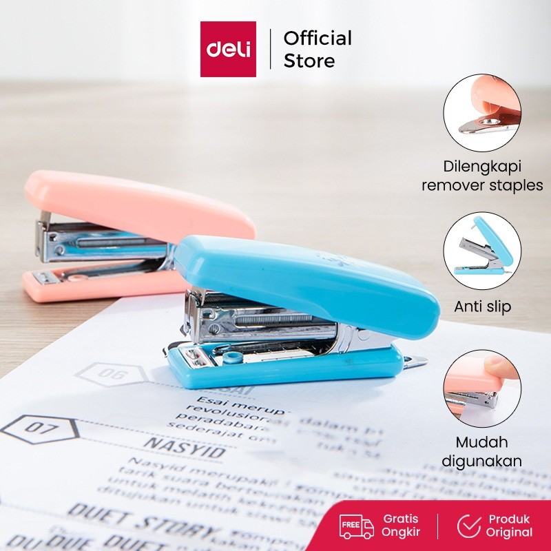 Deli Stapler Sekolah 10sheets dengan jepretan halus E0222