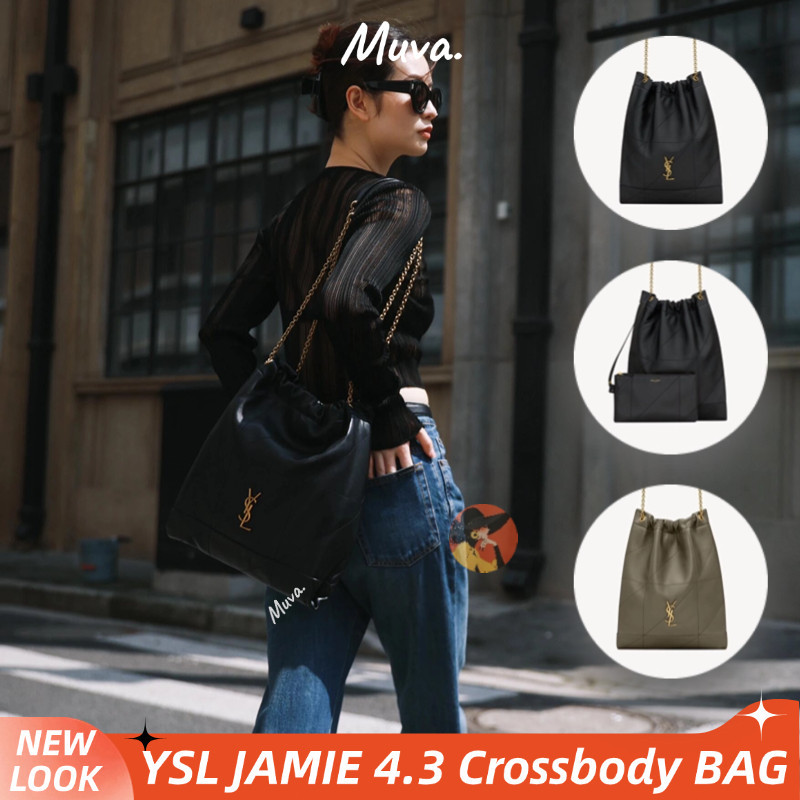 YSL Yves Saint Laurent JAMIE 4.3 LAMBSKIN LEATHER POUCH BAG tas bahu wanita