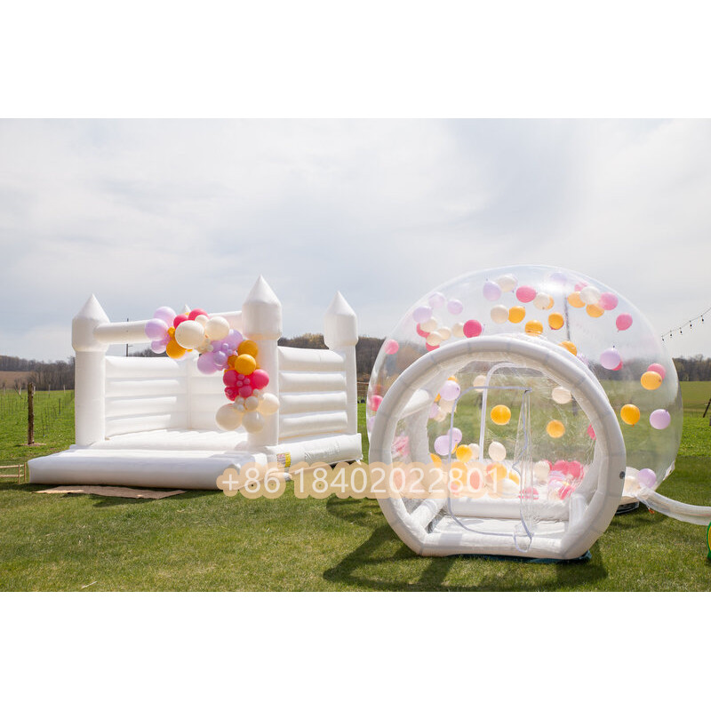 White bounce house and bubble house inflatable bouncy bubble dome house