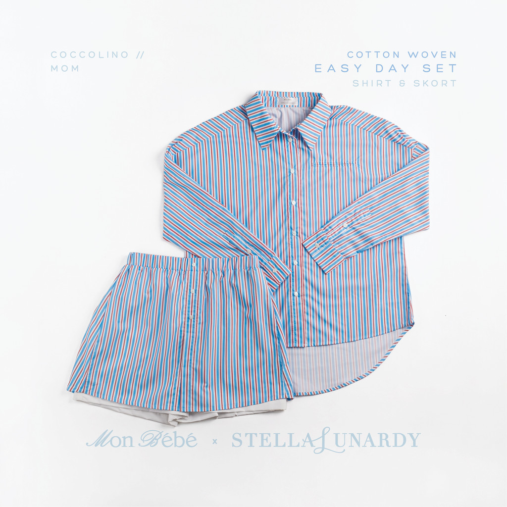 Mon Bebe x Stella Lunardy - Coccolino Mom Easy Day Set - WOVEN Long Sleeve Shirt & Skort / Baju Wani
