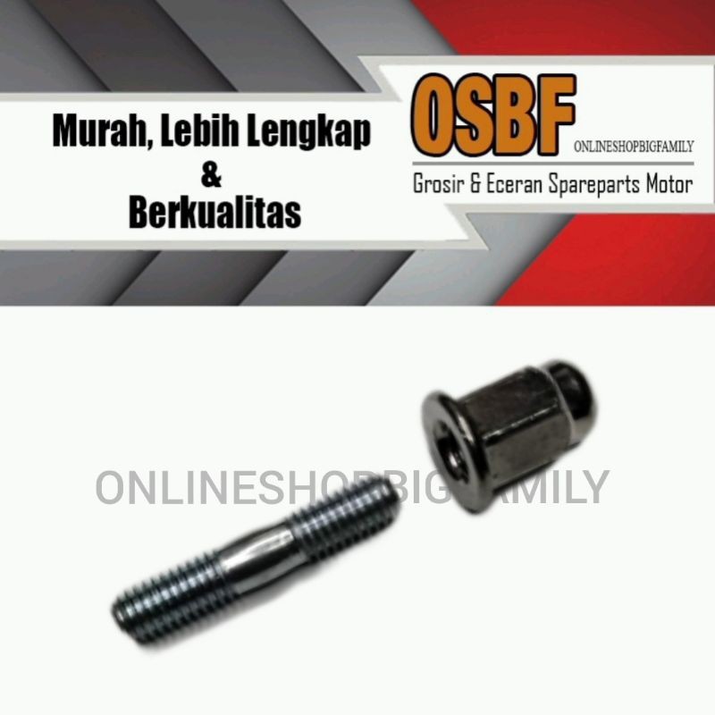 BAUT KNALPOT HONDA + MUR TOPI M6X30 (KUNCI 10, DRAT 10, PANJANG 30MM) (0001)