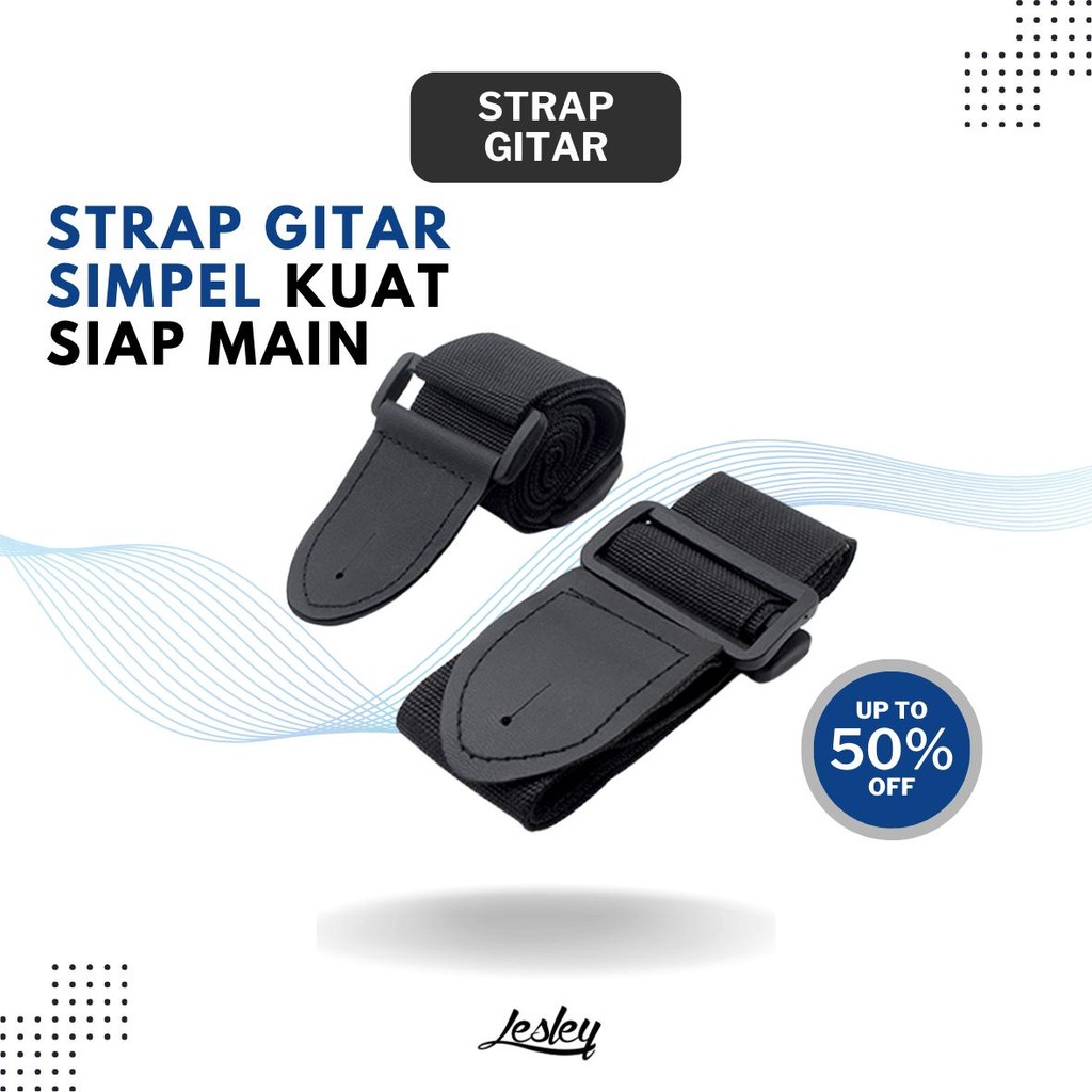 Lesley StrapX Standard Strap Gitar Nylon PU Leather Adjustable Universal Hitam