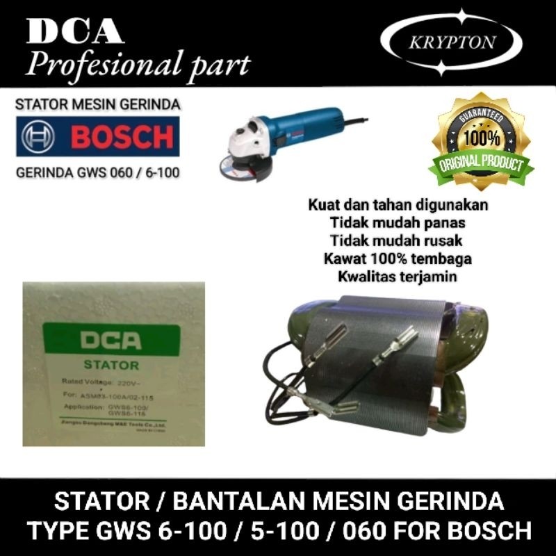 dca stator bantalan mesin gerinda type GWS 6-100 / 5-100 / 060 for Bosch ( original part dca )