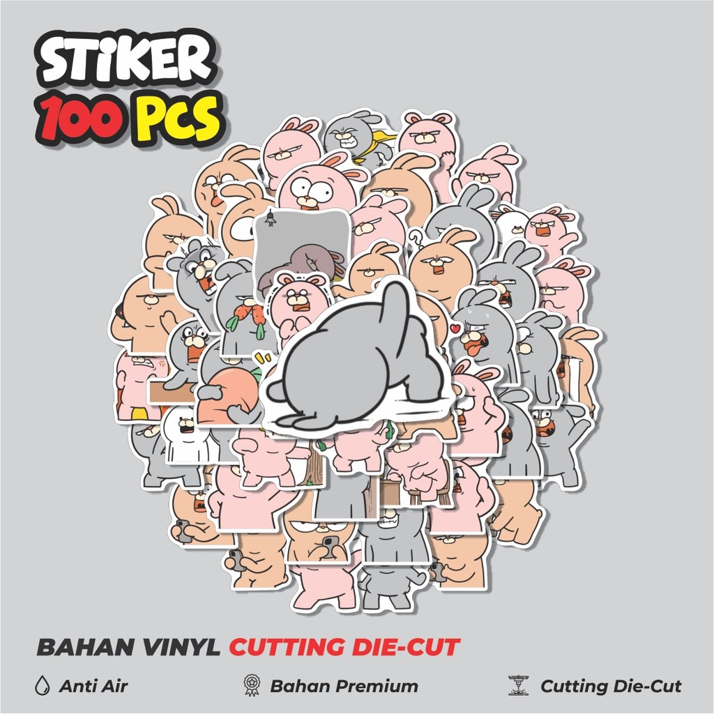 

Terbaru! 50 pcs Stiker RabbitFam Dekorasi Lucu Kreatif untuk Notebook, Skateboard, HP