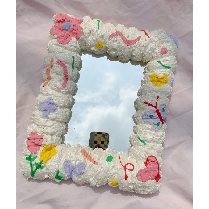 HM8 - cermin foam mirror cloud cermin Aesthetic mirror clay cermin awan l