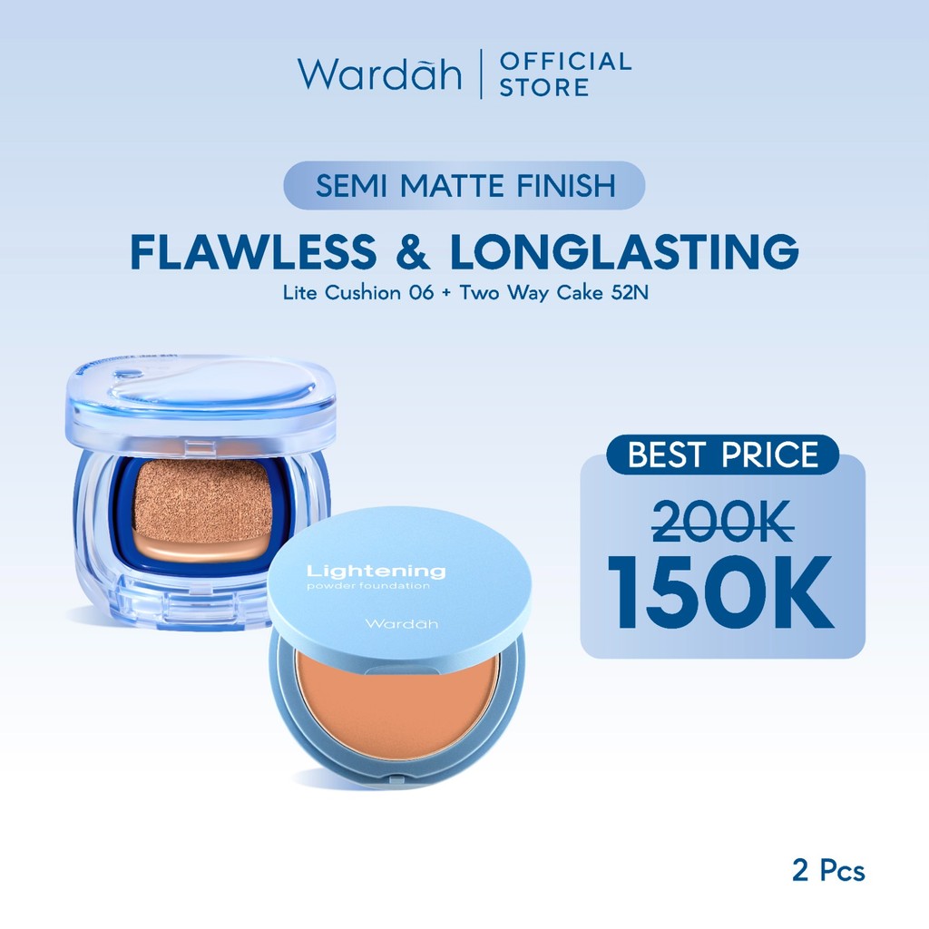 WARDAH Paket Make Up Tahan Seharian & Semi Matte Finish | Noda Tertutup Seharian, Anti Longsor, Medi