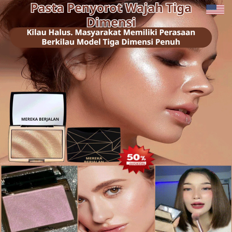 ✨COD/Pengiriman 24 Jam✨Bedak Highlighter 3d/Bedak Tabur Pengontrol Minyak Tahan Lama/Palet Highlight