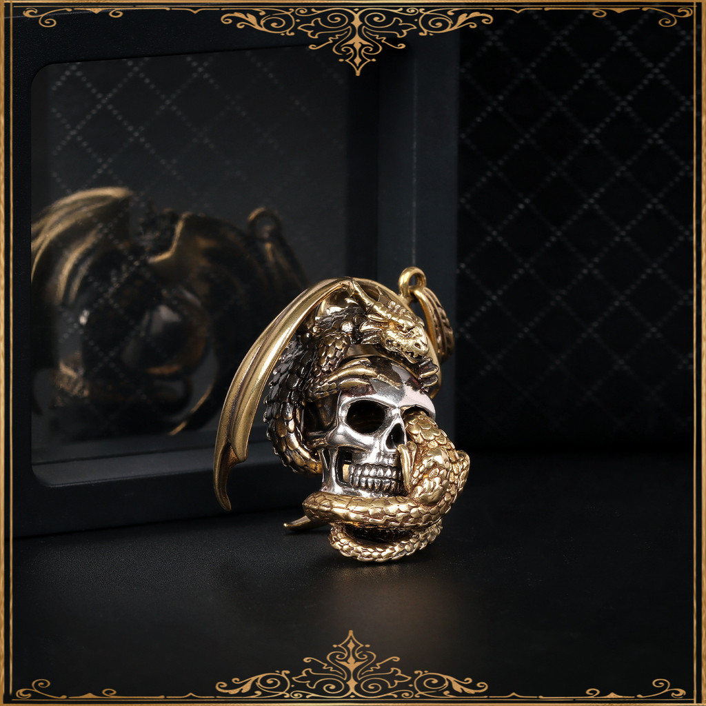 Liontin Tengkorak Pterosaurus Gaya Eropa dan Amerika yang Dominan untuk Pria Aksesori Kepribadian Pu
