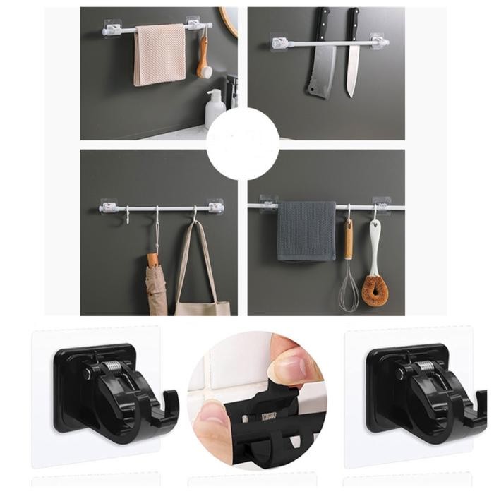 pipa ajaib gorden kolong dapur bracket ,pengait tiang gorden fleksibel - Putih, Bracket jepit