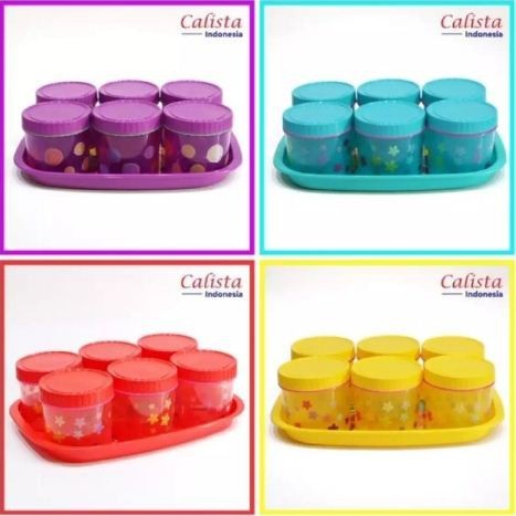 TOPLES LEBARAN / Toples TONAM Plastik / Toples Jumbo Set Motif Bunga isi 6 pcs + Nampan Baki - Rando
