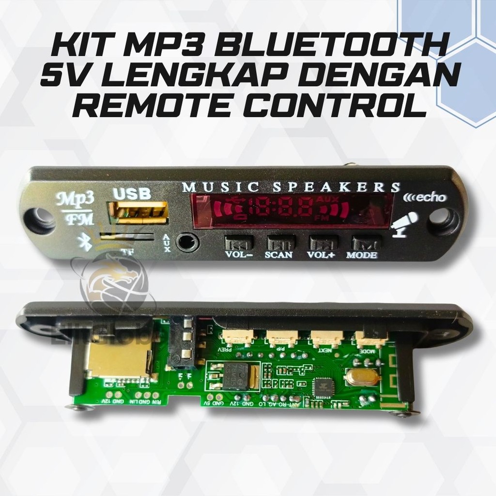MP3 Player Bluetooth 5V – Kit Musik USB + Remote