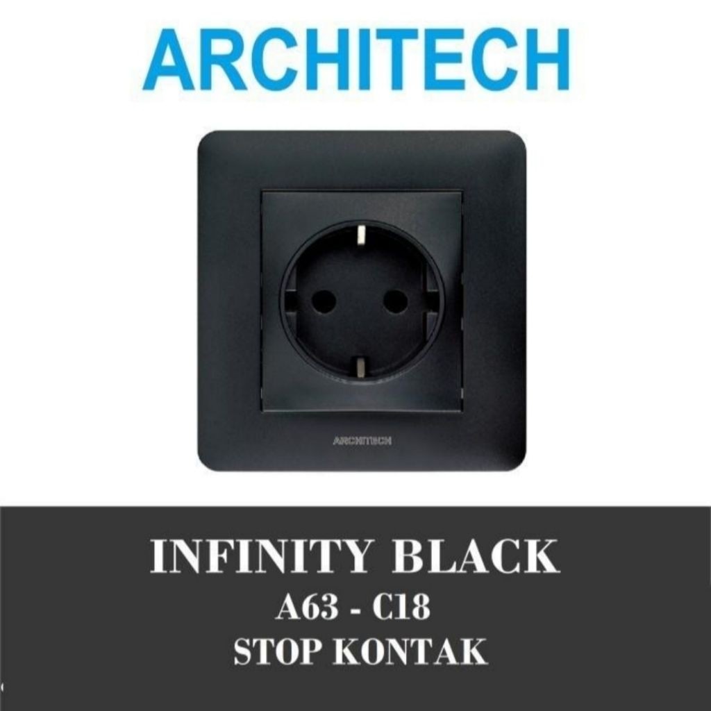 Architech Infinity Series Black Stop Kontak A63-C18