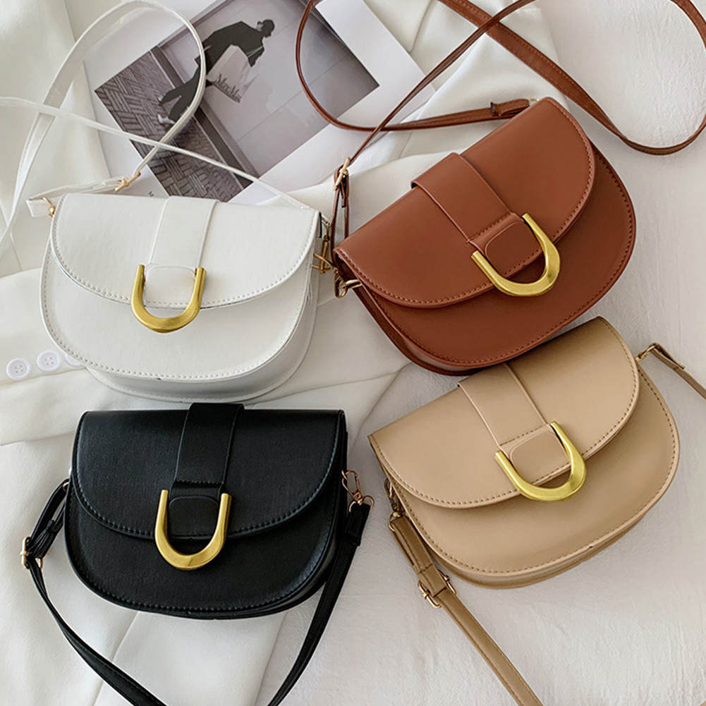 Tas Bahu Kulit PU Tali Dapat Dilepas Tas Tangan Penutup Magnetik Kado Wanita