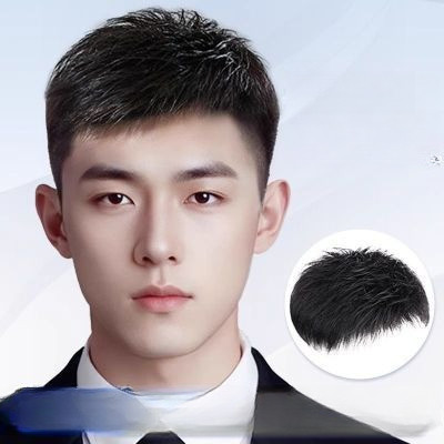 Wig Rambut Kepala Pria, Tambahan Rambut Pendek Rambut Asli, Rambut Palsu Tidak Terlihat Cahaya Alami