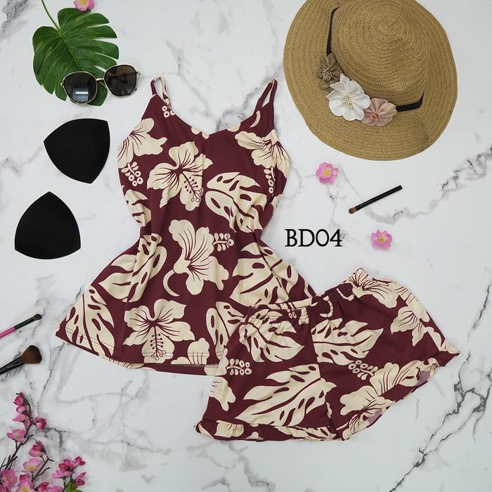 One Set Babydoll Wanita Motif Bunga BD04