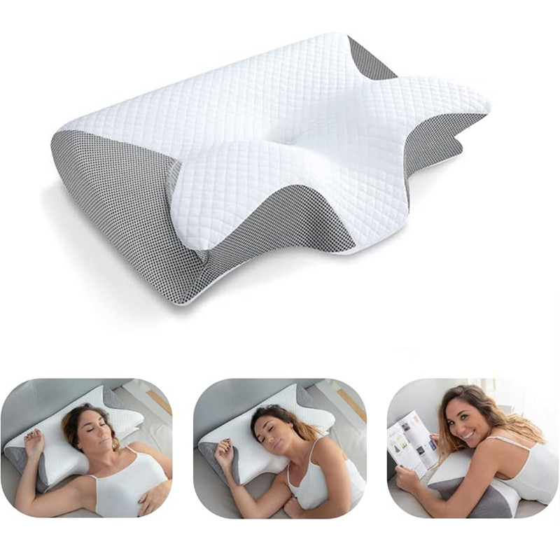 1pc Memory Foam Cervical Pillow, 2 in 1 Ergonomic Contour Orthopedic Pillow for Neck Pain, Contoured