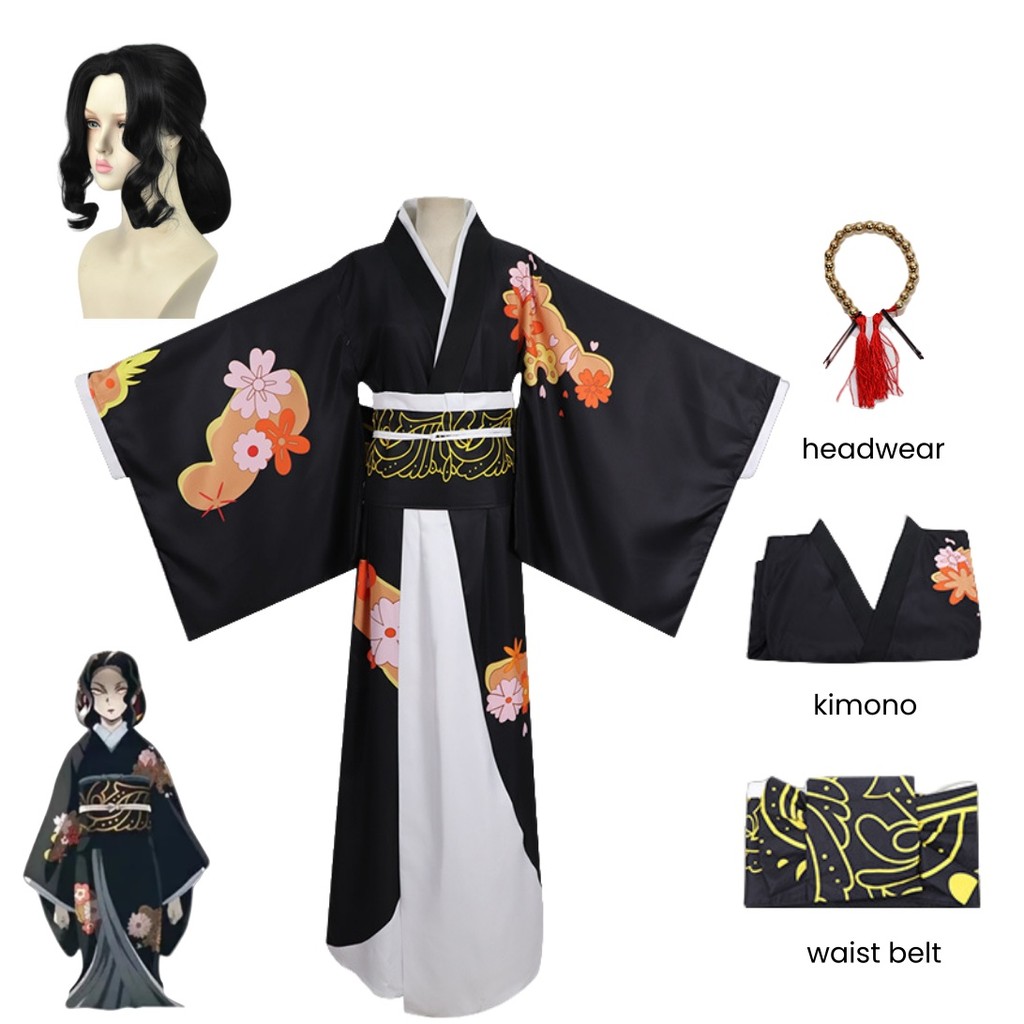 Kibutsuji Muzan Cosplay Anime  Kimetsu no Yaiba Halloween Costumes Women Kimono Uniforms Clothes Wig