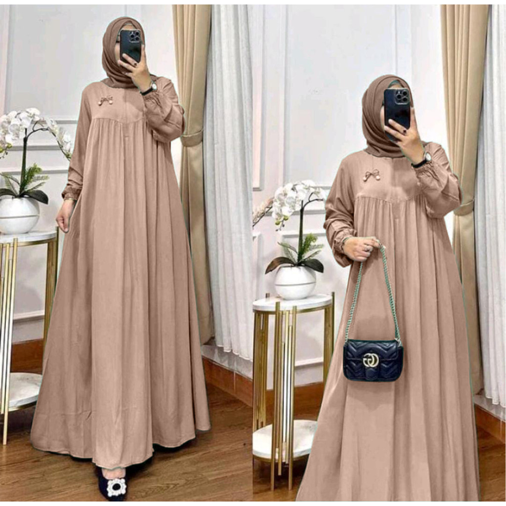 Gamis Polos Crinkle Airflow Premium / Gamis Wanita Simpel Dan Elegan