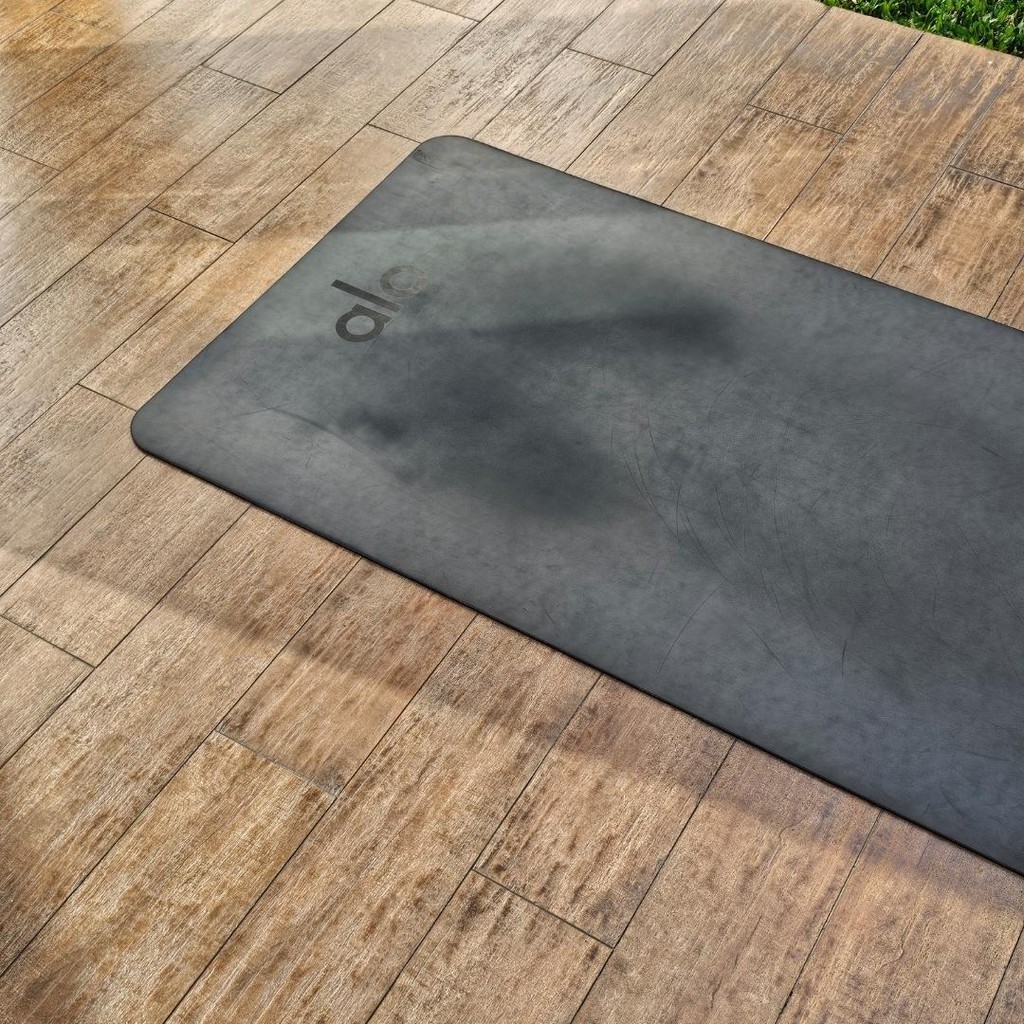 Alo Yoga Mat Warrior Black Matras Pilates Abu2 Alas Bekas Second