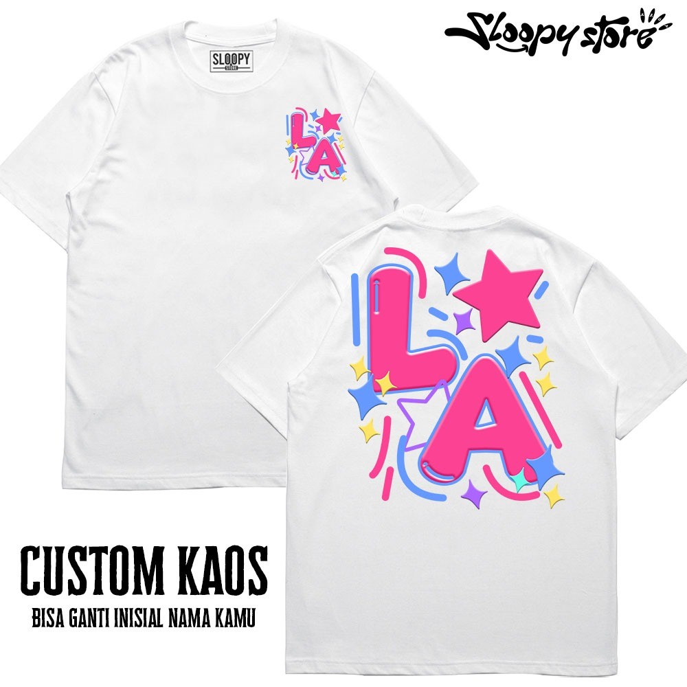 SLOOPY Kaos Custom Bucin INISIAL bisa ganti nama Kamu /Kaos Bucin/Kaos Pasangan/Kaos couple