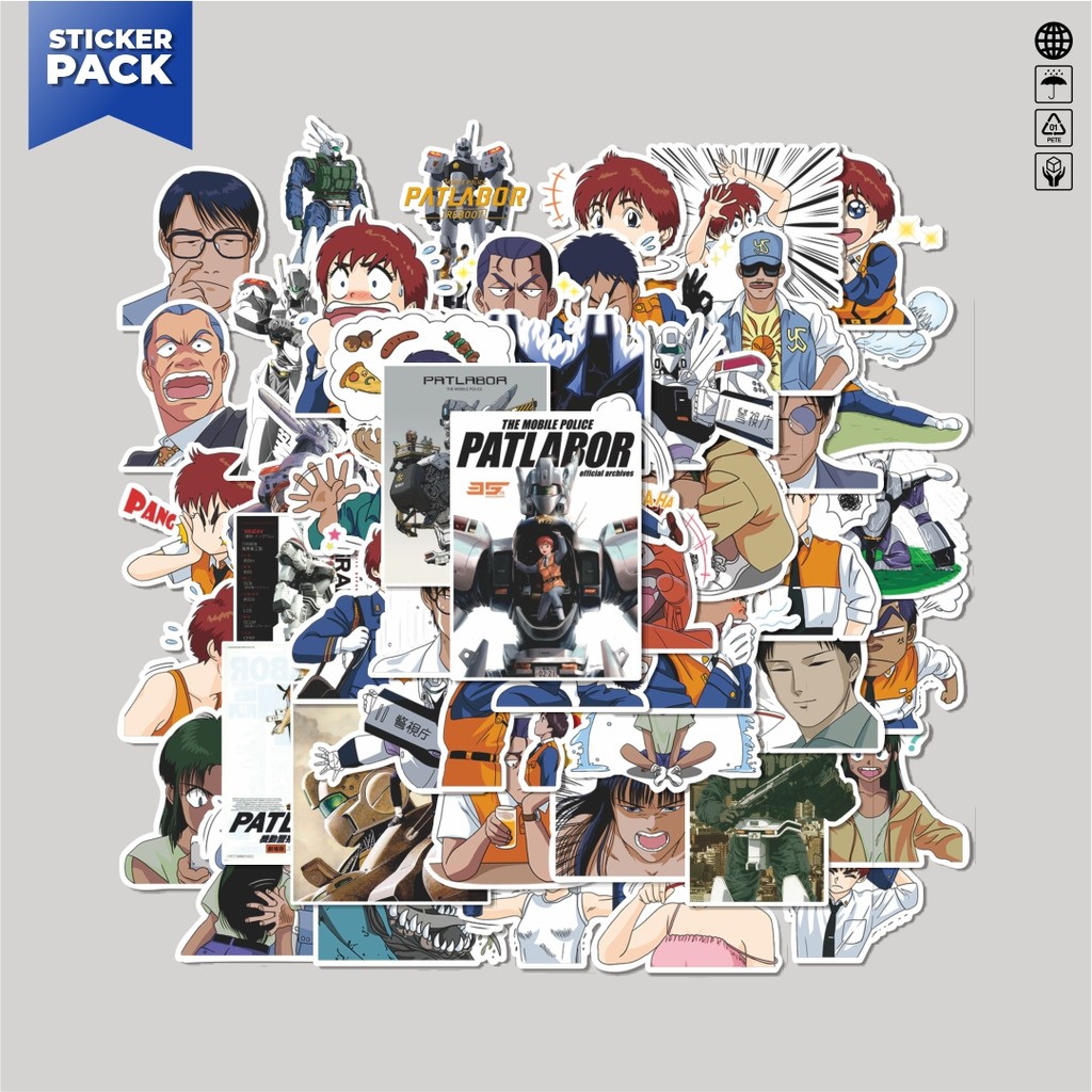 [100PCS]Stiker Pack Stiker Patlabor Robot Anime Aesthetic Vinyl Anti Air Dekorasi Sticker Laptop Buk