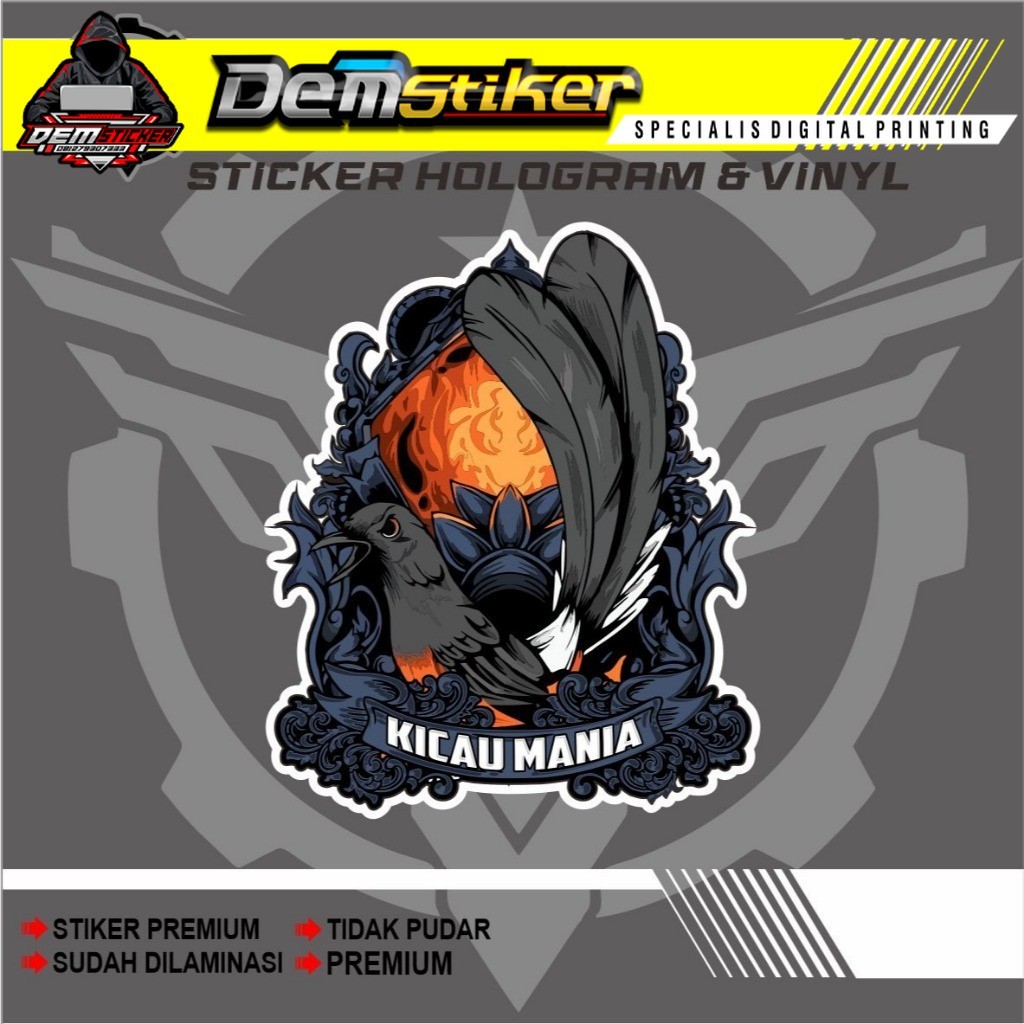 stiker burung murai,stiker murai kicau mania,stiker printing hologram dan vinyl