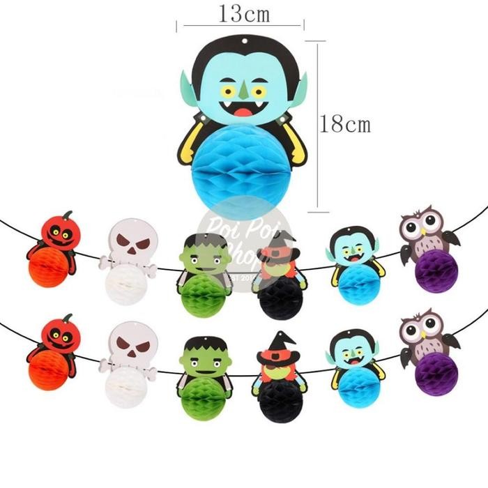 "S.LN.S" - Garland Halloween 3D Backdrop Karakter Tawon Hiasan Ornamen  Kertas Halloween Dekorasi Pe