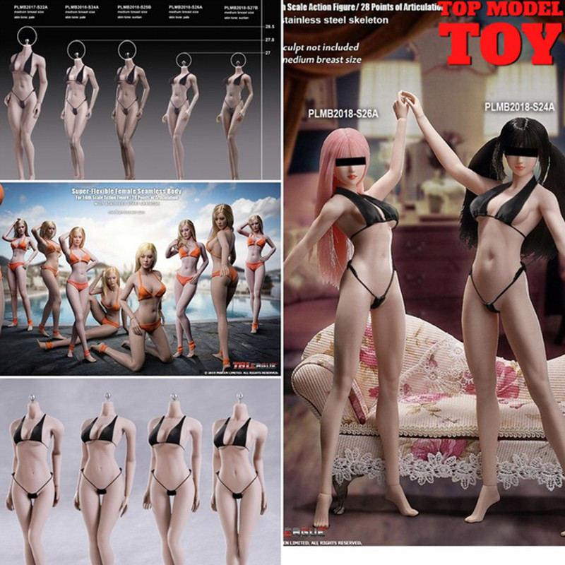 Tbleague Phicen 1/6 Female Super-flexible Body Doll No Head Suntan/Pale Skin Small/Middle/Large Brea