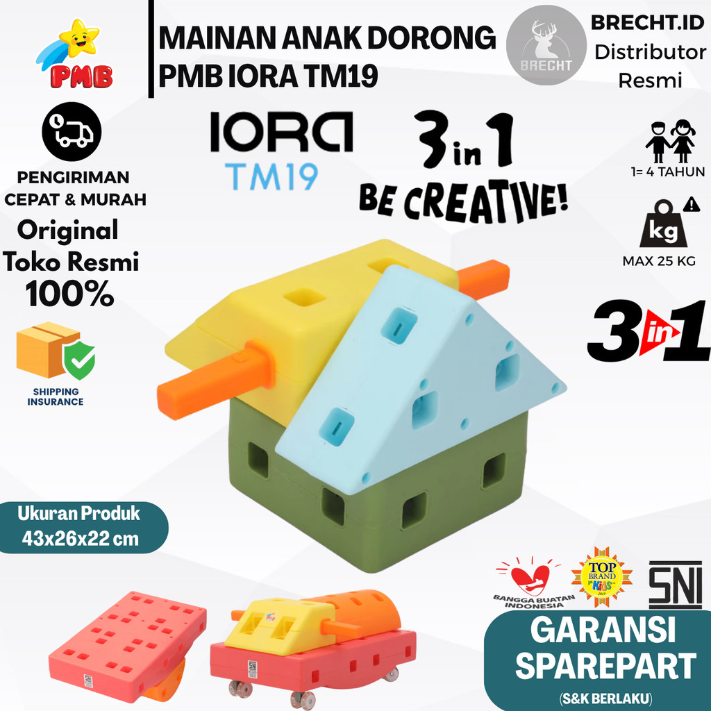 Mainan Anak Ride On Mobil Dorong PMB IORA TM 19 TM19 Iora Mainan Anak CREATIVE 3IN1