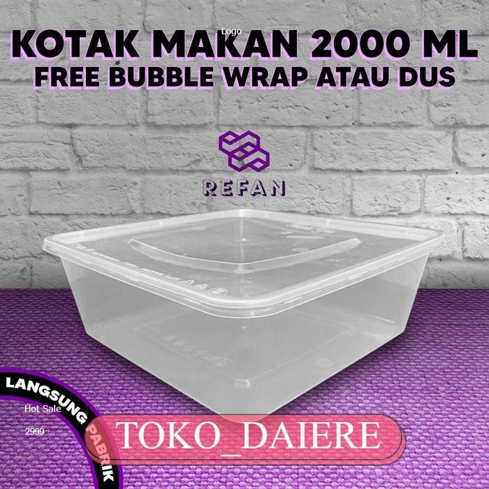 THINWALL 2000 ML SQUARE / FOOD CONTAINER PLASTIK