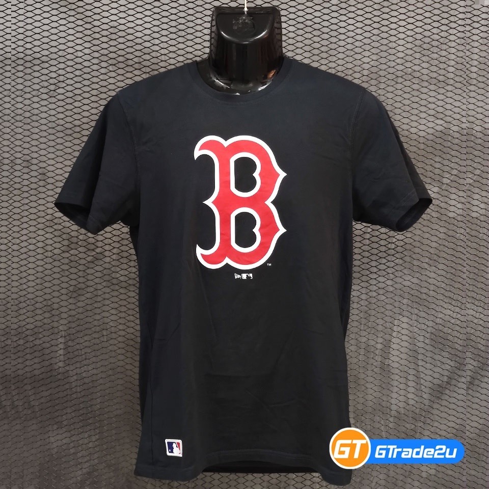 Kaos New MLB Fashion New Era Boston Red Sox MLB Black Short Sleeve Tee T-Shirt for Men Women