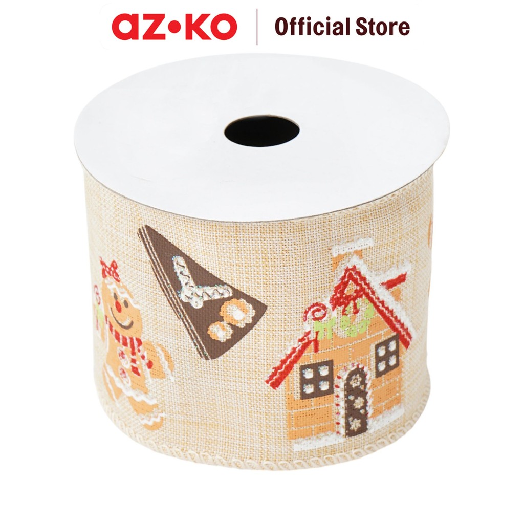 AZKO Noelle 900 cm Pita Dekorasi Natal Chirstmas Ginger Bread House - Cokelat Hiasan Natal Pernak Pe