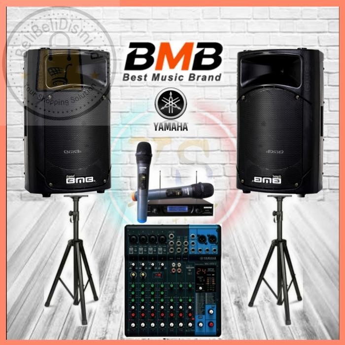 Paket Sound System BMB Aktif 15 Inch Mixer Yamaha Mic Wireless