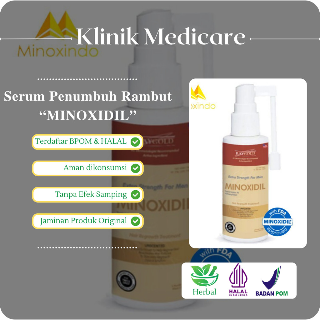 MINOXIDIL Ginseng 5% penumbuh rambut & brewok with extract for MEN made in USA - RAYGOLD -  MINOX MI