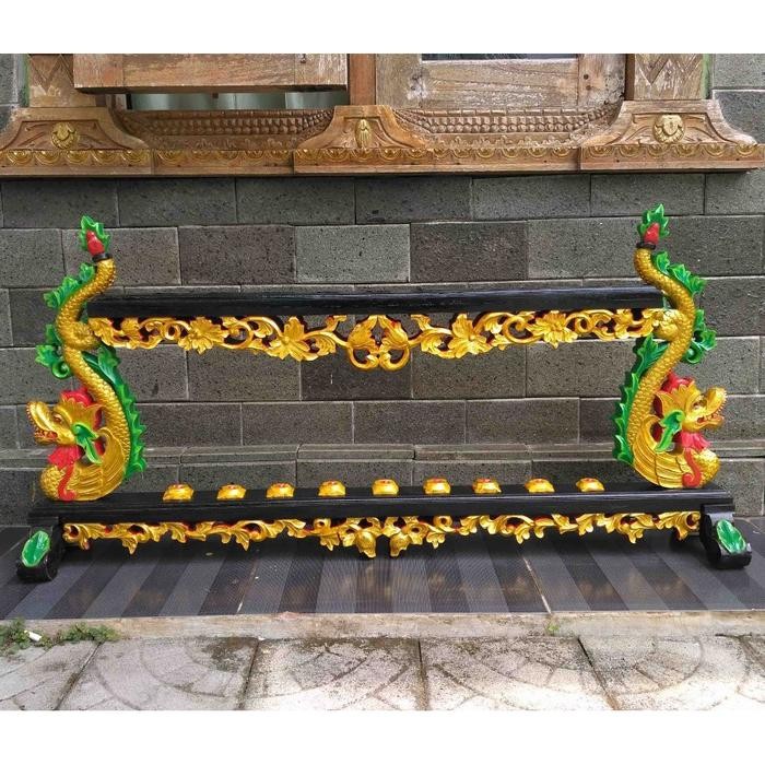 Jagrak Stand Tempat Keris Isi 9 Kayu Jati Ukir Ukiran Naga Sasra