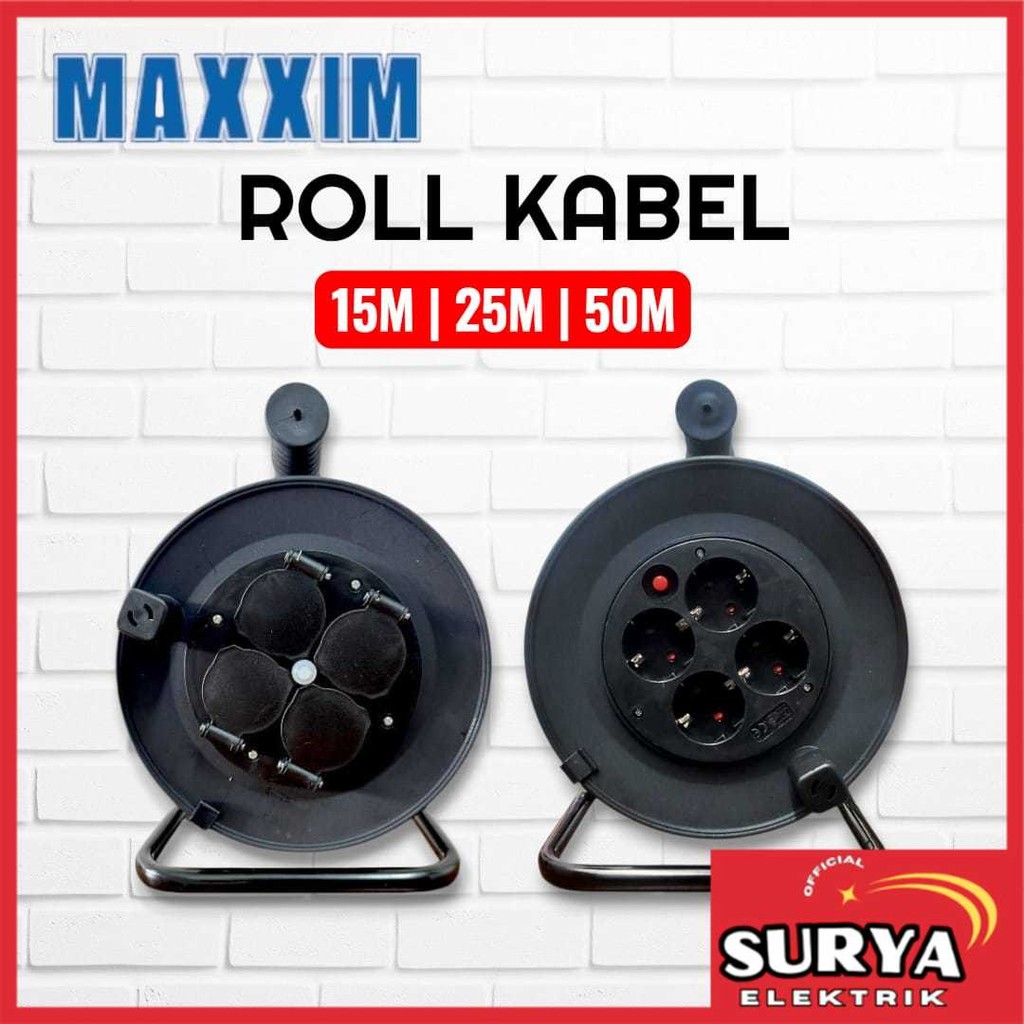Gulungan Rol Kabel Roll MAXXIM 15M / 25M / 50M Bracket Putar Stop Kontak Klosan Bobin Tanpa Kabel